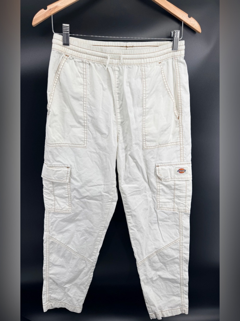 Dickies XS Off White Cargo Pants Contrast Stitch Y2K